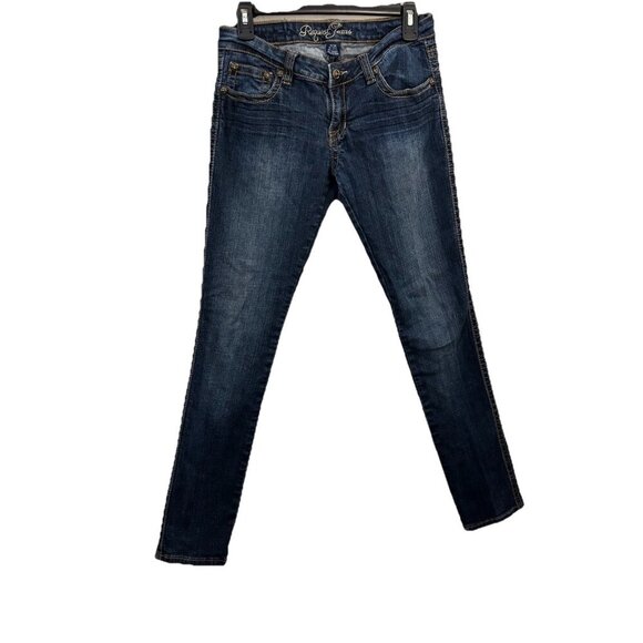 Request Jeans Embellishe Pockets Skinny Low Rise Dark Wash Denim Jean Size 11/30 - Picture 1 of 10